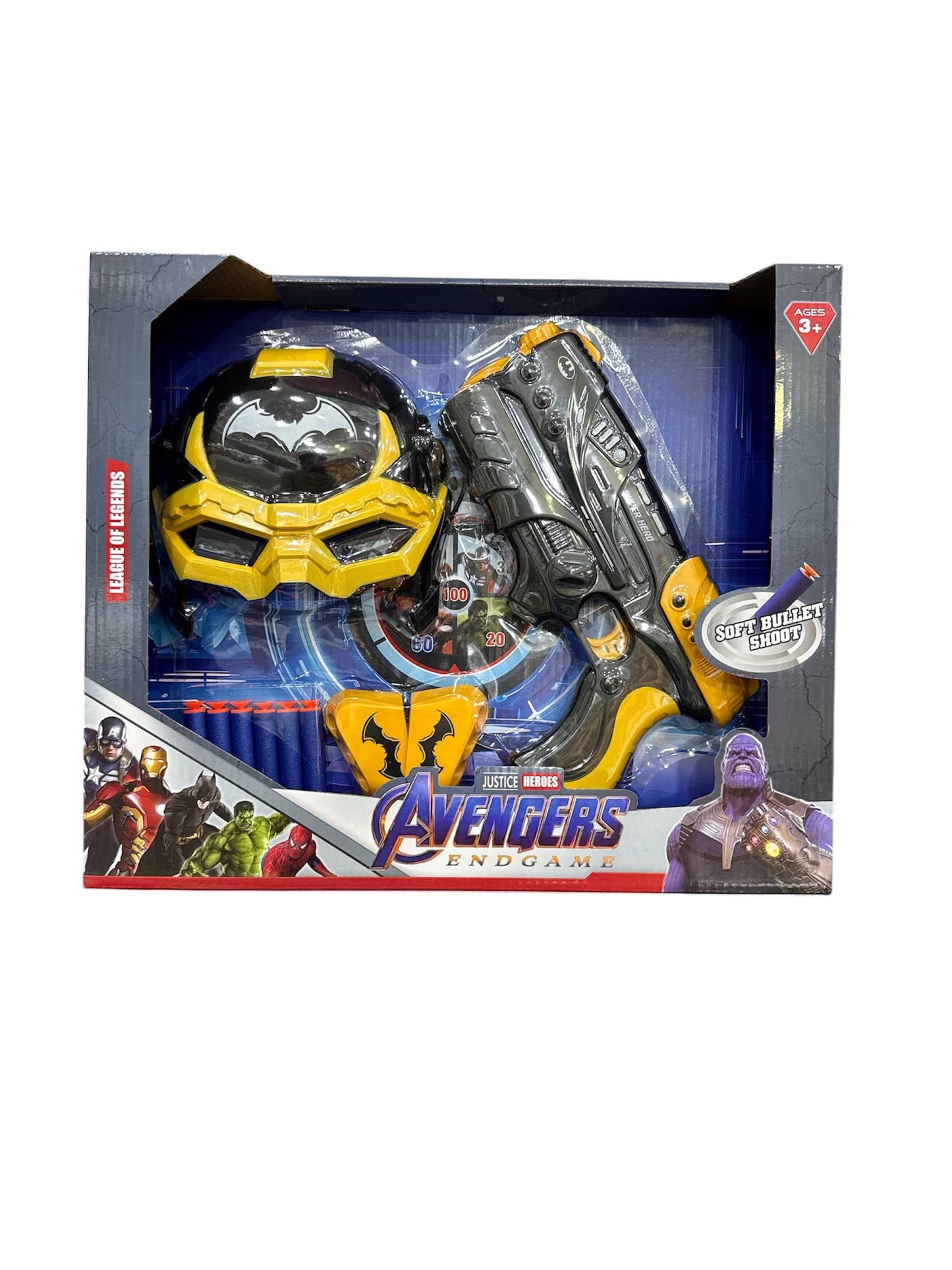 SET SUPERHEROS MASQUE + PISTOLET