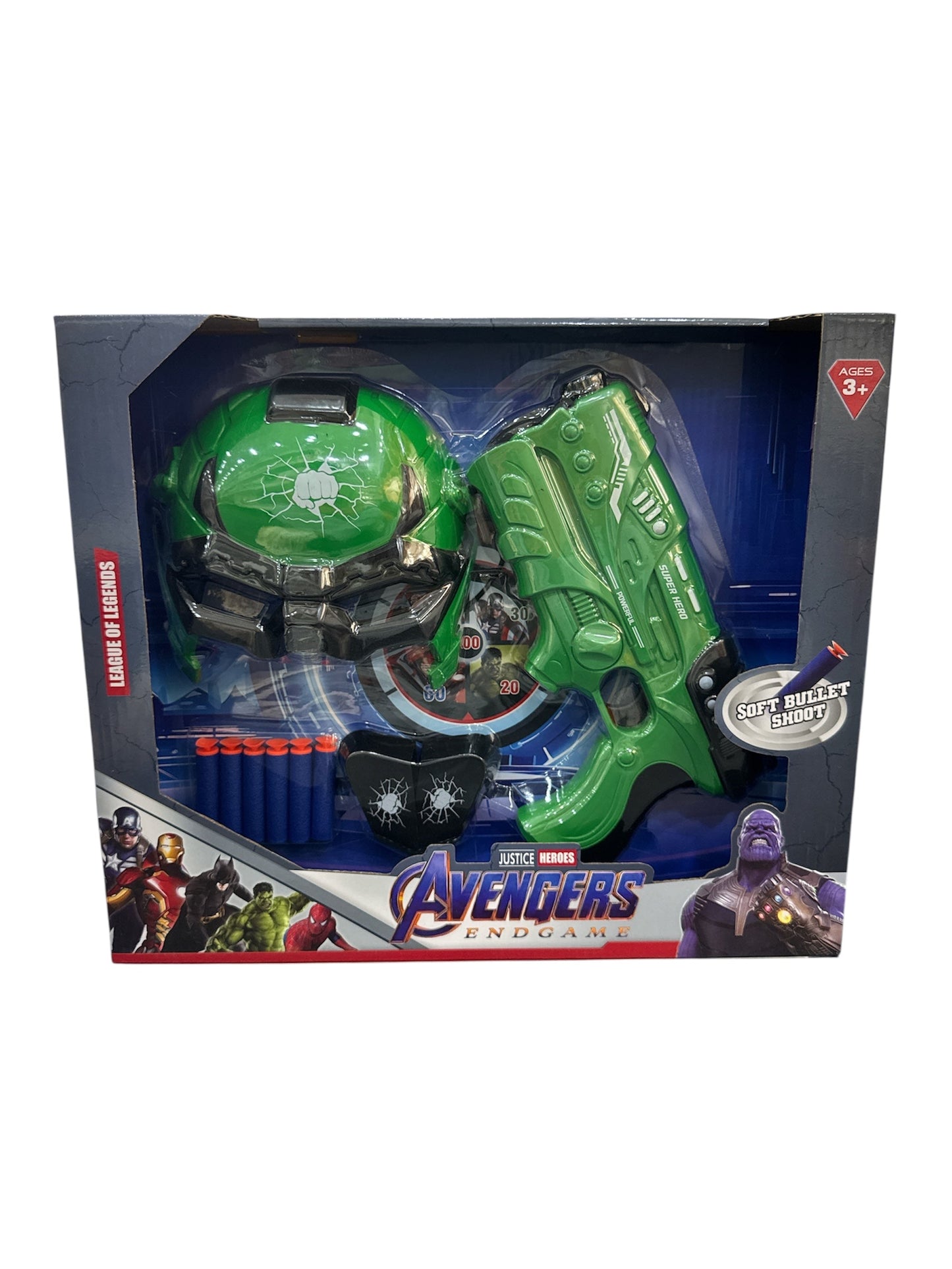 SET SUPERHEROS MASQUE + PISTOLET