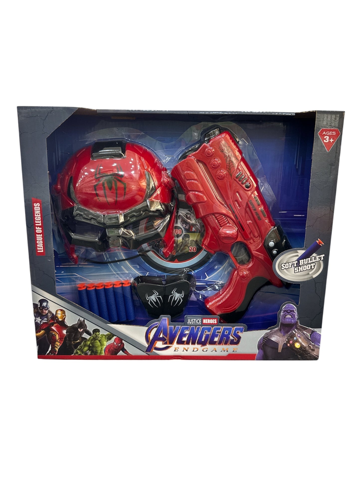 SET SUPERHEROS MASQUE + PISTOLET