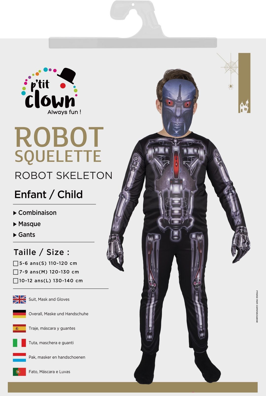 COSTUME ROBOT SQUELETTE 5/6 ANS 110-120 CM
