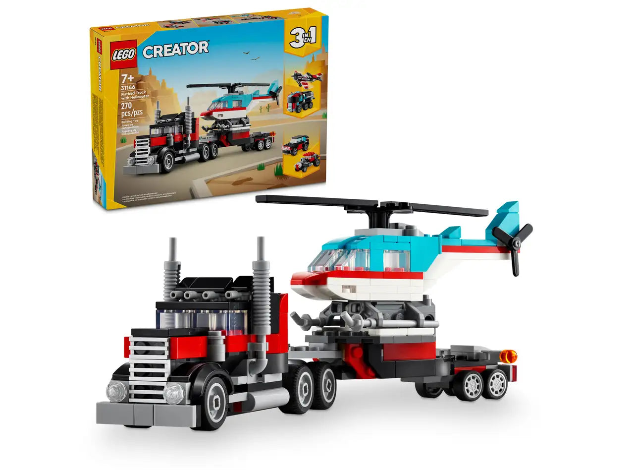 31146 LEGO CREATOR FLATBED TRUCK WITH HELICOPTER