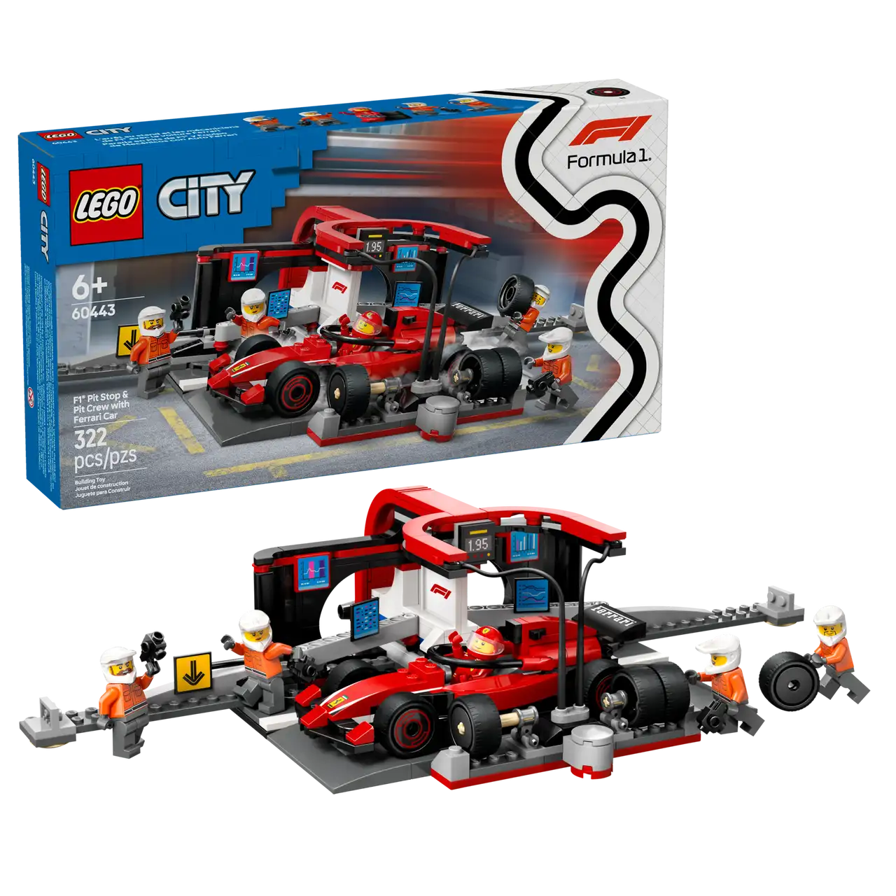 60443 LEGO CITY F1 PIT STOP & PIT CREW WITH FERRARI CAR