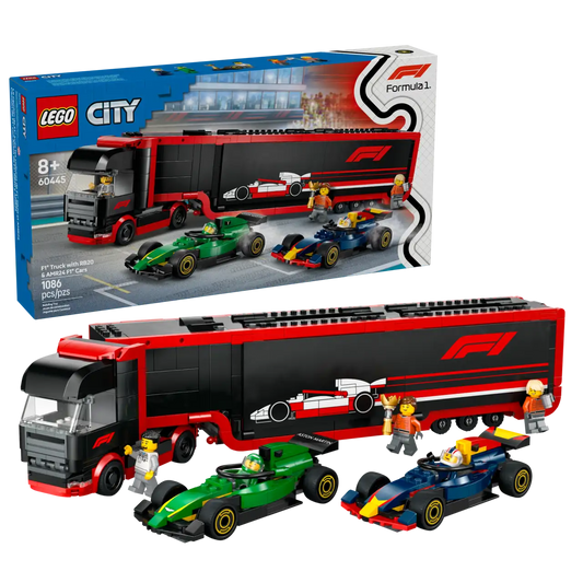 60445 LEGO CITY F1 TRUCK WITH RB20 & AMR24 F1 CARS