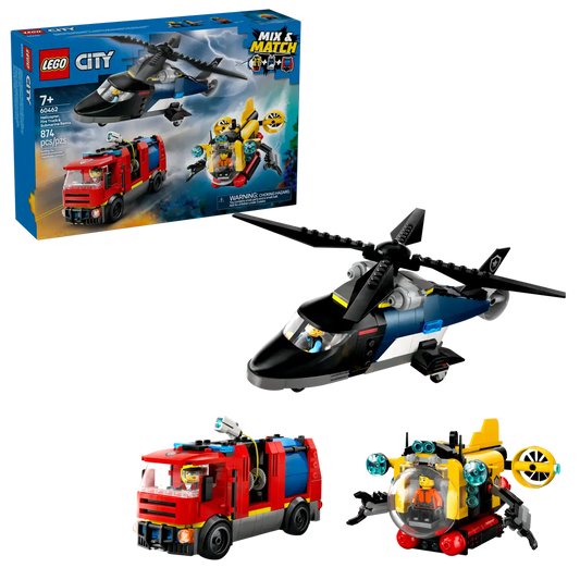 60462 LEGO CITY HELICOPTER FIRE TRUCK & SUBMARINE REMIX