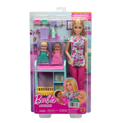 COFFRET BARBIE POUPÉE BLONDE ET 2 POUPÉES BÉBÉS